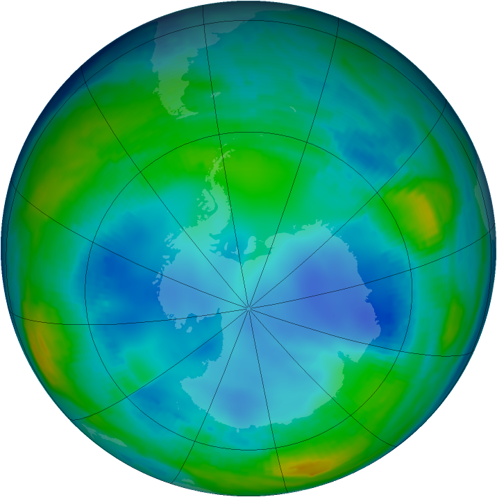 Antarctic ozone map for 26 July 1997